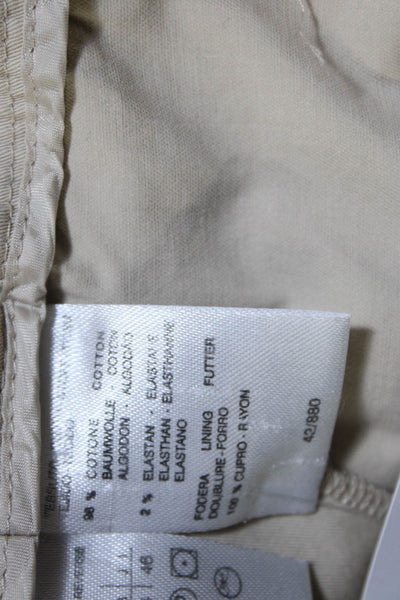 Max Mara Womens Zipper Fly Mid Rise Pleated Chino Pants Brown Cotton Size 12