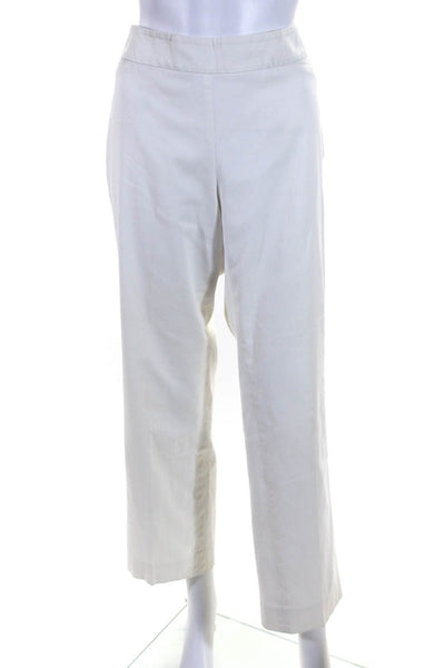 Akris Womens Side Zip High Rise Pleated Trouser Pants White Cotton Size 12