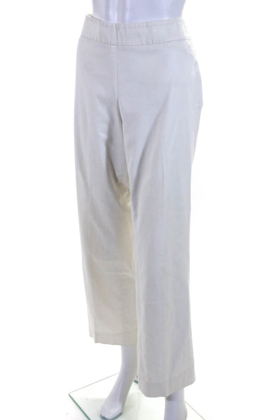 Akris Womens Side Zip High Rise Pleated Trouser Pants White Cotton Size 12