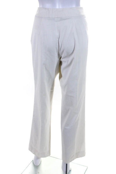 Akris Womens Side Zip High Rise Pleated Trouser Pants White Cotton Size 12