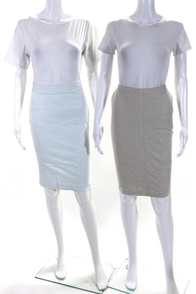 Banana Republic Womens Knee Length Striped Skirts White Blue Gray Size 10 Lot 2