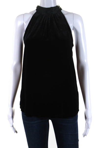 Go Silk Women's High Neck Sleeveless Cutaway Blouse Dressy Blouse Black Size XS