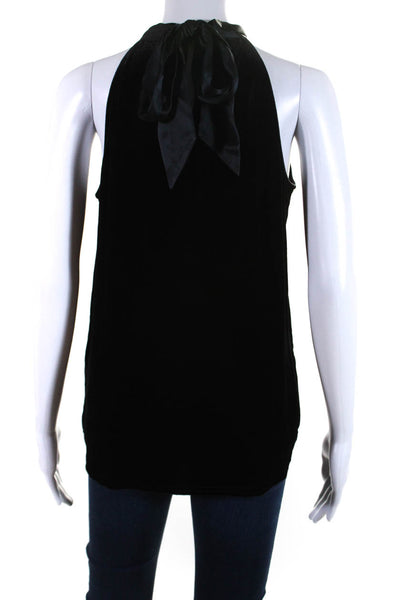 Go Silk Women's High Neck Sleeveless Cutaway Blouse Dressy Blouse Black Size XS