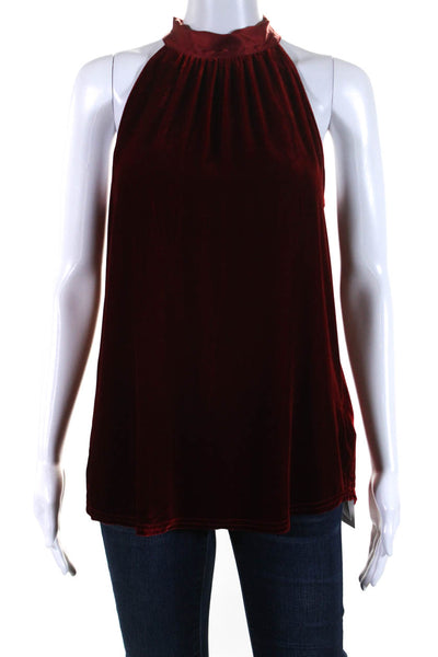 Go Silk Women's High Neck Sleeveless Cutaway Dressy Blouse Red Size S