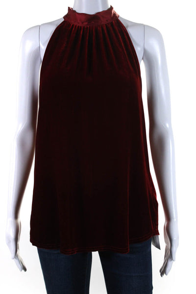 Go Silk Women's High Neck Sleeveless Cutaway Dressy Blouse Red Size M