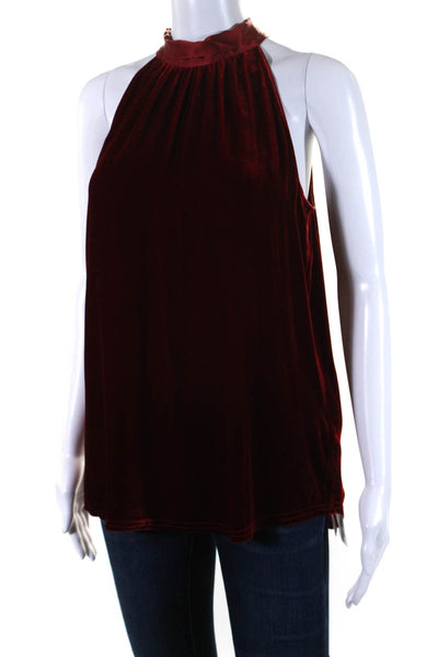 Go Silk Women's High Neck Sleeveless Cutaway Dressy Blouse Red Size M