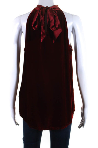 Go Silk Women's High Neck Sleeveless Cutaway Dressy Blouse Red Size M