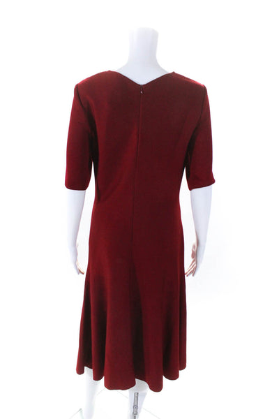 St. John Women's Round Neck Short Sleeves Midi Shift Dress Red Size 8