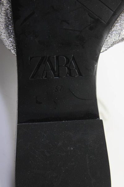 Zara Womens Pointed Satin Embellished D'Orsay Flats Black Size 8 7 Lot 2