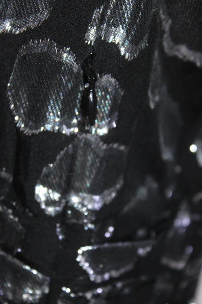 Ba&Sh Womens Metallic Spotted Print V-Neck Zipped Maxi Dress Black Size M