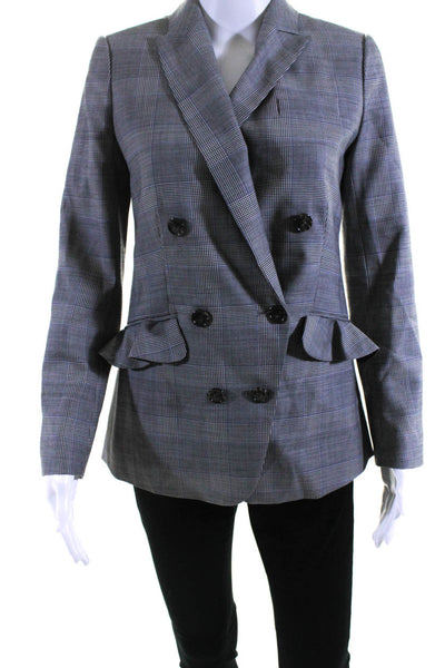 J Crew Womens Double Breasted Pointed Lapel Blazer Jacket Gray Wool Size 00