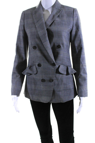 J Crew Womens Double Breasted Pointed Lapel Blazer Jacket Gray Wool Size 00