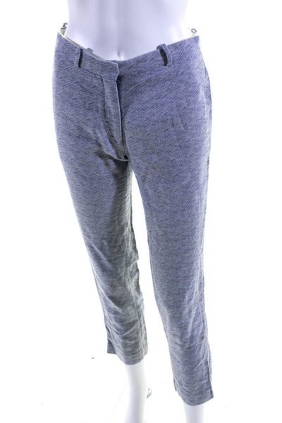 Sandro Womens Zipper Fly Mid Rise Straight Leg Pants Blue Cotton Size FR 36