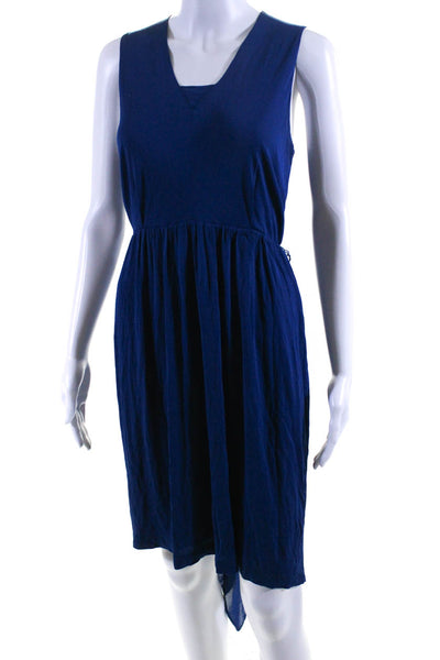 Lida Baday Womens Sleeveless V Neck Knit Wrap Shift Dress Blue Size 2