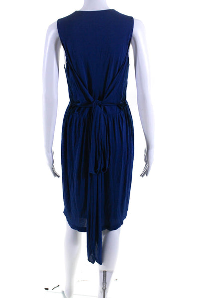 Lida Baday Womens Sleeveless V Neck Knit Wrap Shift Dress Blue Size 2