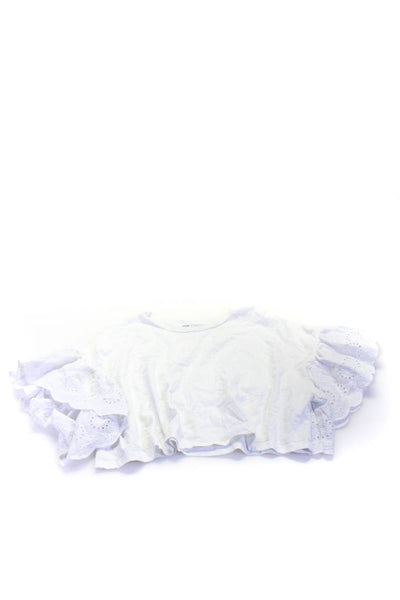 Zara Womens Cropped Tee Shirt Knit Plaid Tops White Blue Size XS Small Lot 3