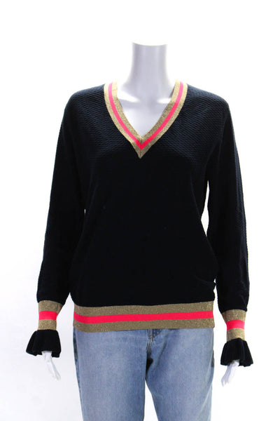 Baum Und Pferdgarten Womens Stripe Print Knitted Long Sleeve Sweater Navy Size M