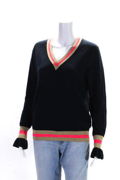 Baum Und Pferdgarten Womens Stripe Print Knitted Long Sleeve Sweater Navy Size M