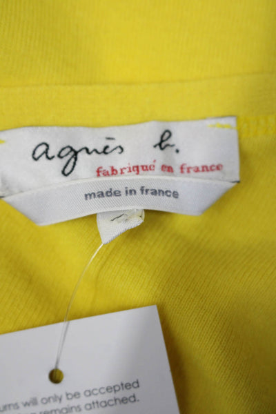 Agnes B Womens Long Sleeve Ribbed Hem V-Neck Pullover Sweater Top Yellow Size 1