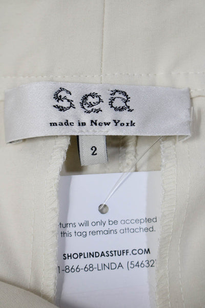 Sea Womens Buttoned Zipped High Rise Cuffed Hem Straight Pants Beige Size 2