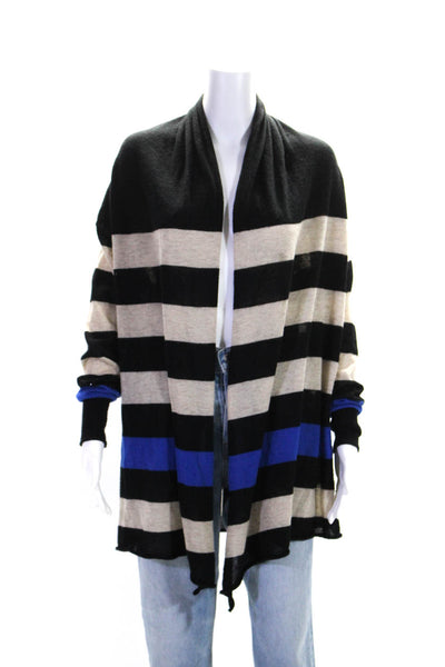 Splendid Womens Stripe Waterfall Cardigan Sweater Beige Black Blue Cashmere XS/S