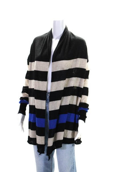 Splendid Womens Stripe Waterfall Cardigan Sweater Beige Black Blue Cashmere XS/S