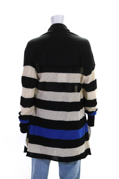 Splendid Womens Stripe Waterfall Cardigan Sweater Beige Black Blue Cashmere XS/S