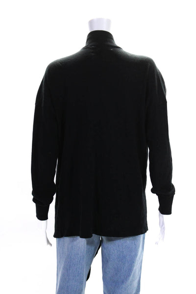 525 America Womens Shoulder Zip Long Waterfall Cardigan Sweater Black Size Small