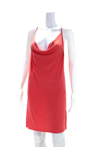 Cia Maritima Womens O Ring Racerback Cowl Neck Sheath Dress Coral Pink Large