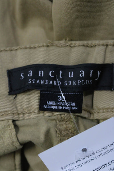 Sanctuary Womens Mid Rise Slim Leg Crop Khaki Cargo Pants Tan Size 30