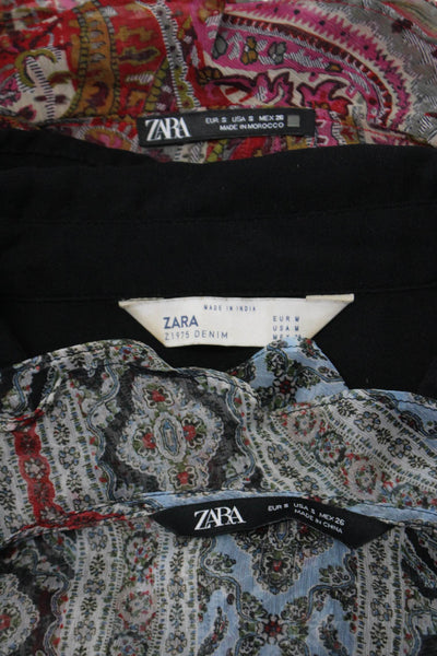 Zara Womens Studded Collared Long Sleeve Paisley Top Blouse Small Medium Lot 3