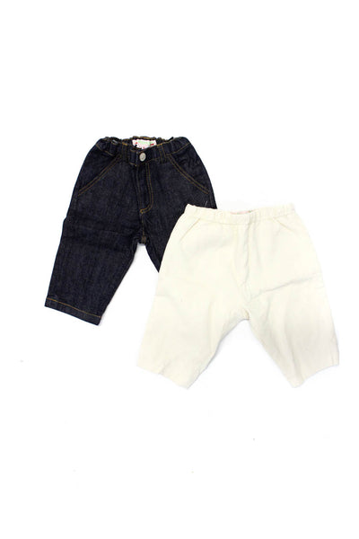 Bonpoint Boys Corduroy Pants Jeans White Blue Cotton Size 6 Months Lot 2