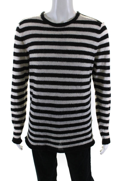 ZANEROBE Mens Crew Neck Striped Pullover Sweater Black White Size Large