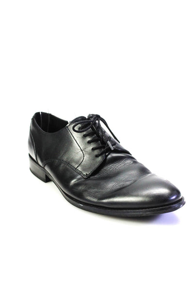 Banana Republic Mens Lace Up Round Toe Oxford Dress Shoes Black Leather Size 12