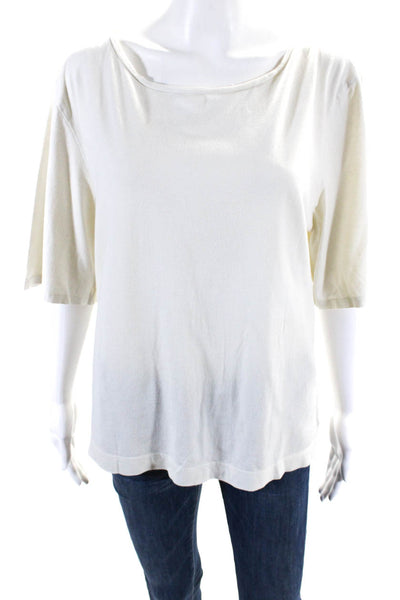 La Garconne Moderne Womens Cotton Round Neck Short Sleeve T-Shirt Beige Size M