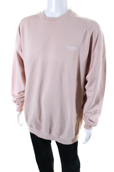 ACNE Studios Mens Cotton Embroidered Graphic Long Sleeve Sweatshirt Pink Size S