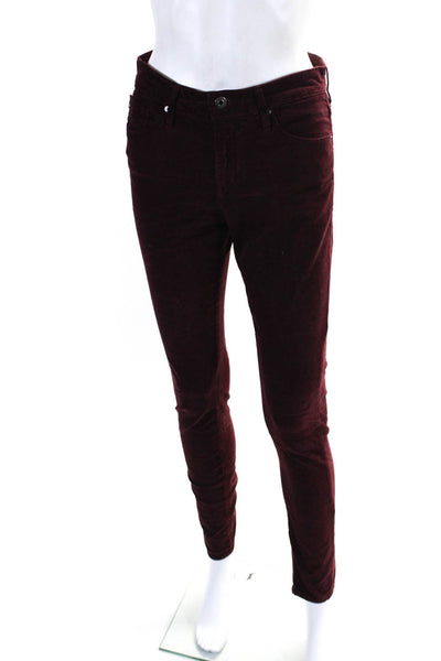 AG Adriano Goldschmied Womens Cotton Felt High Rise Skinny Jeans Red Size 27