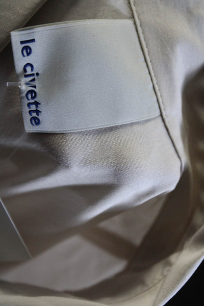 Le Civette Womens Cotton 3/4 Sleeve Tie Front Unlined Shirt Dress Beige Size 42