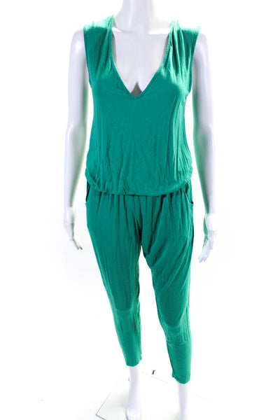 Alexis Women's V-Neck Sleeveless Pockets Straight Leg Jumpsuit Green Size XS