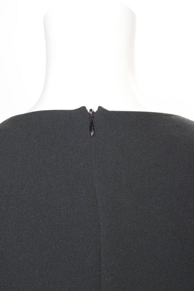 Charlotte Brody Womens Round Neck Flounce Long Sleeve Zip Blouse Black Size XS