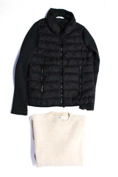 Zara Womens Cashmere Long Sleeve Zipped Sweater Top Jacket Brown Size XS S Lot 2