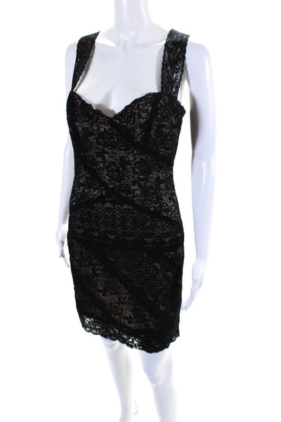 Nicole Miller Womens Lace Sleeveless Body Cohn Dress Black Size Medium