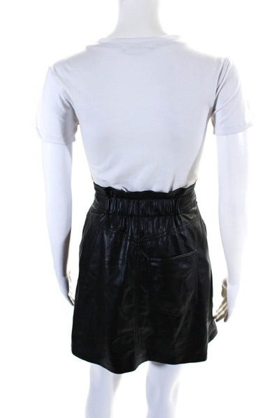 Nanushka Womens Faux Leather Belted Button Down Mini Skirt Black Size Medium