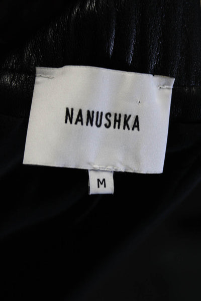 Nanushka Womens Faux Leather Belted Button Down Mini Skirt Black Size Medium