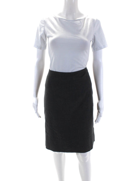 Tuleh Womens Solid Dark Gray Zip Back Lined Knee Length Pencil Skirt Size 10