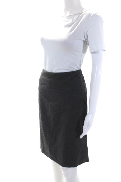 Tuleh Womens Solid Dark Gray Zip Back Lined Knee Length Pencil Skirt Size 10