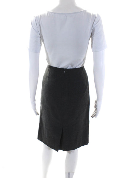 Tuleh Womens Solid Dark Gray Zip Back Lined Knee Length Pencil Skirt Size 10