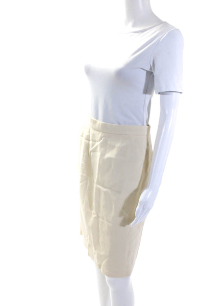 Chloe Womens Cream Zip Back Lined Knee Length Pencil Skirt Size 10