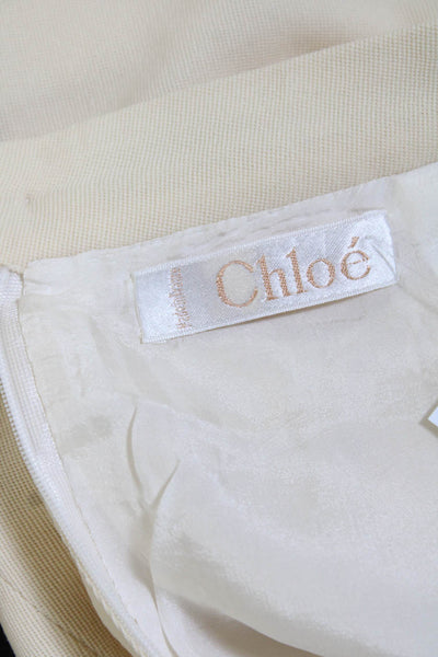 Chloe Womens Cream Zip Back Lined Knee Length Pencil Skirt Size 10