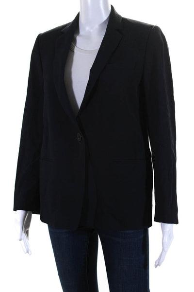 Pomandere Womens Button Down Light Jacket Navy Blue Wool Size 6